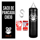 Saco De Pancada 120x100 Cheio + Luva Bate Saco Pro Gorilla Cor Vermelho