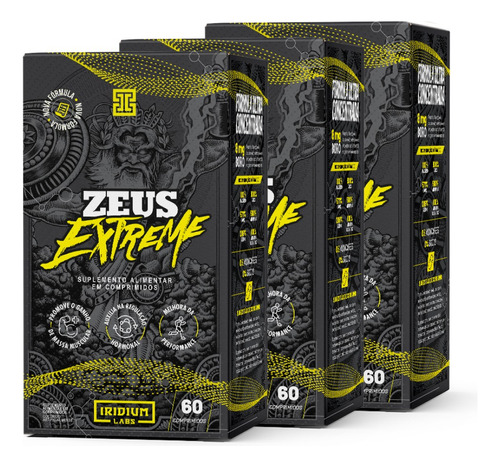 Zeus Extreme Pré Hormonal - 60 Comps - Kit 3 Caixas Sabor Sem Sabor