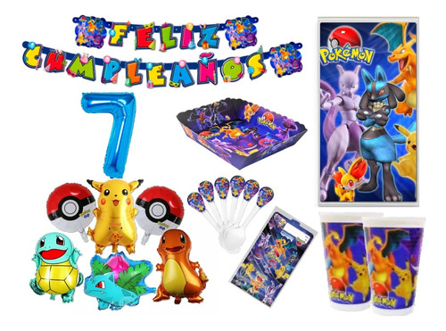 Kit Decoracion Pokemon X24 Niños +bouquetx6+numero