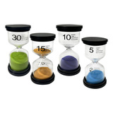 4 Reloj Negro De Arena De 4 Colores 5, 10, 15 Y 30 Minutos