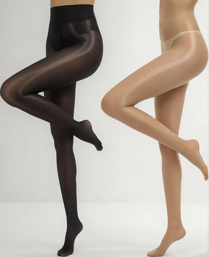Medias Brillantes Para Mujer, 2 Pares De Medias Transparente