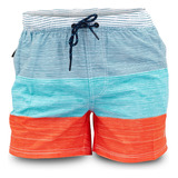 Short Malla De Baño Hombre Estampado Rayas Bermuda Briganti