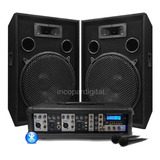 Combo Consola Pot 4 Canales Usb+2bafles 15'+mic  