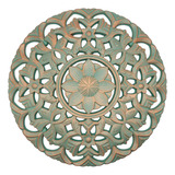 Cuadro De Madera Ornamental Mandala Verde Decoracion Pared