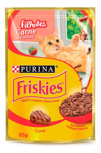 Friskies Sachês Para Gatos Filhotes Sabor Carne 85g