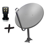 Antena Digital Chapa Parabolica 60cm Ku + Lnbf Quadruplo
