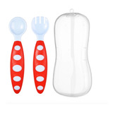 Set De Tenedor Y Cuchara Bebe Niños Utensilios Con Estuche