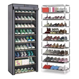 Zapatera Organizador Multifuncional De 9 Niveles Lagom Para Almacenar 27 Zapatos Tubo De Acero Cubierta Antipolvo De Tela Paño Intermediorevestido Engrosado Mueble Closet Armable Instalación Sencilla