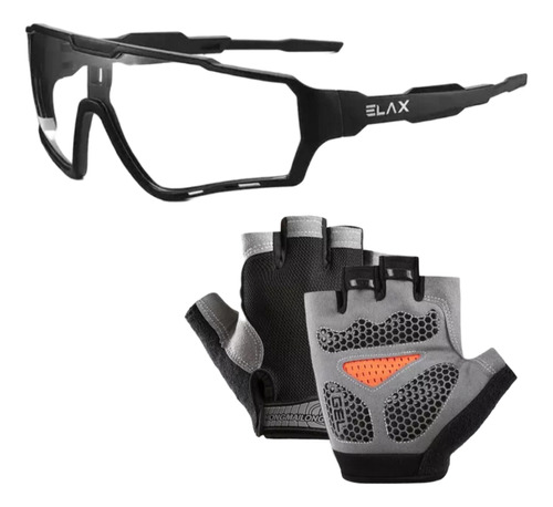 Kit Luva Ciclismo Academia + Oculos Fotocromatico Elax Pro