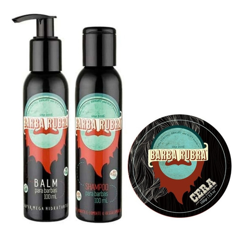 Kit Para Barba Rubra + Shampoo + Balm + Cera Modeladora