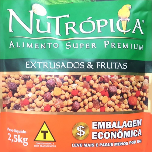 Ração Nutrópica Papagaio Extrusado Com Frutas 2,5kg