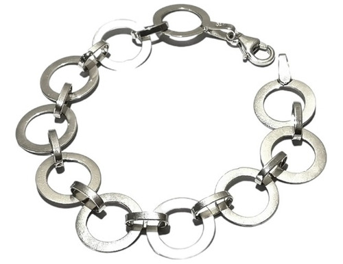 Pulsera De Plata Maciza Argollas Estilo Belgiorno 