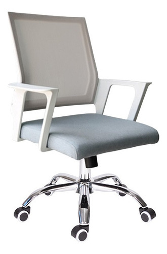 Silla De Escritorio Ads Jimmy Blanca Tapiz Gris