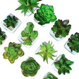 Kit 6 Plantas Mini Suculentas Artificiais Vaso De Cerâmica