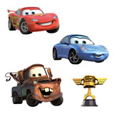 Figuras Cars Rayo Mcqueen Base Rígida Kit 4 Pzas Coroplast