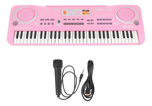 Teclado Eletrônico C 61 Teclas Brinquedo Infantil Piano Rosa