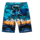 Pantalones De Playa Hawaianos Capris Para Hombre, Pantalones