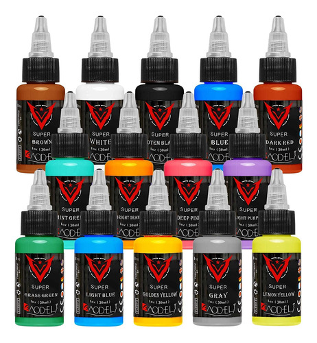 Baodeli 14 Unids Tatuaje Tinta 14 Colores Set 1 Oz 1.0 Fl Oz