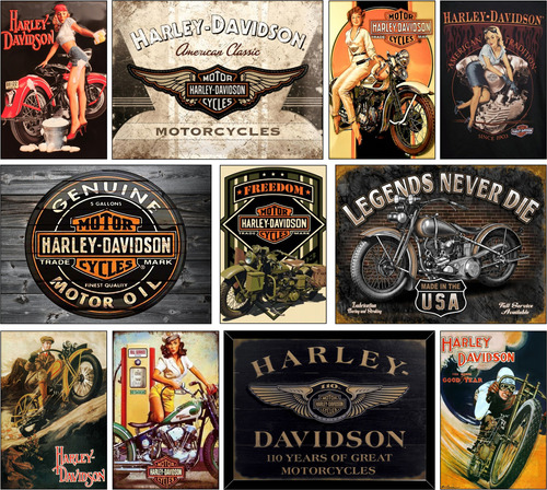 Poster Cuadro Cartel Harley Davidson Biker Hd Vintage Metal