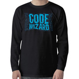 Playera Manga Larga Para Programador Geek Code Wizard