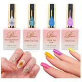 4pzs Kit Gel Base Coat Matte Top Coat Polygel Uñas Uv 15ml