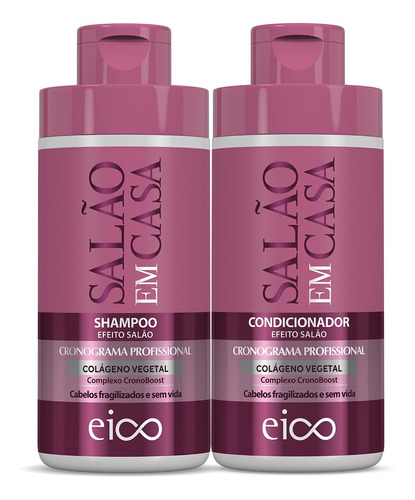  Eico Tratamento Shampoo Sem Sal 450ml + Condicionador Leave-in 400ml Creme Capilar Salão Em Casa Cronograma Profissional Hidratação Nutrição Reconstrução Aloe Vera Óleo Argan Fitoqueratina Vegano