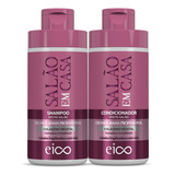  Eico Tratamento Shampoo Sem Sal 450ml + Condicionador Leave-in 400ml Creme Capilar Salão Em Casa Cronograma Profissional Hidratação Nutrição Reconstrução Aloe Vera Óleo Argan Fitoqueratina Vegano