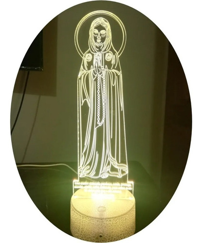 Virgen Rosa Mística Lampara Led Noche Católico Rosario 