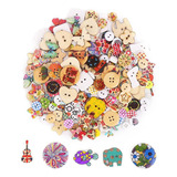 200pcs Assorted Design Wooden Buttons For Crafts Scrapb...