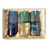 Kit Presente 3 Perfume Deo Corporal Masculino Kaiak Pulso + K. Oceano + K. Aventura Da Natura 100ml