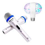 Microfono X 2 Unidades Karaoke Fiestas + Led Giratorio Color