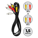 Cabo Av 3rca X 3rca 1,5m Vídeo Som Tv Tubo Conversor Dvd