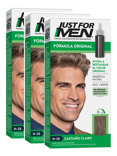 Kit X 3 Tintura Shampoo Hombre Just For Men Varios Tonos