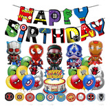 Globos De Cumpleaños Letrero Pastel Avengers Héroes Fiesta