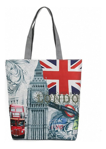 Bolso Grande De Lona De Algodón Para Mujer Con Bandera Britá