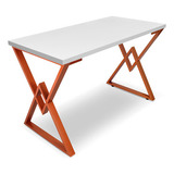 Mesa P/ Escritório Jantar Gamer Ouro 1,20x0,60 Em Aço Cor Cobre/branco