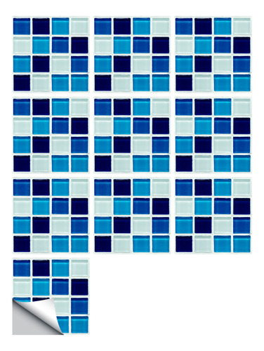 Pegatinas De Azulejos Simulados De Decoración Azul Brillante