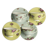 Aynsley Archive Rose Teacups And Saucers (juego De 4)
