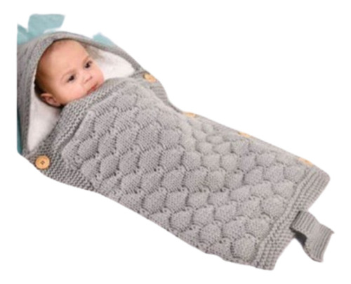 Saco Manta De Dormir Tejido Chiporro Para Bebes Gris