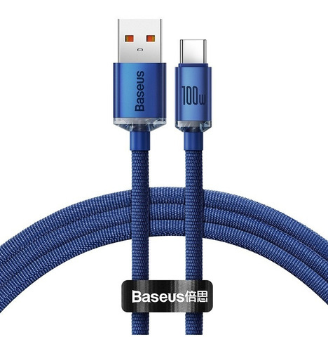 Cable Baseus Usb A C Carga Rapida 100w 1,2m Epa Color Azul