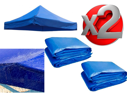 Pack 2 Lona 3x3 Repuesto Para Toldo Carpa Techo Plegable