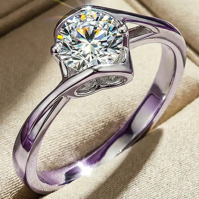 Anillo Compromiso Plata 925 Ajustable PAMDARO Moissanite Brillo Ocho Corazones | Meses sin interés