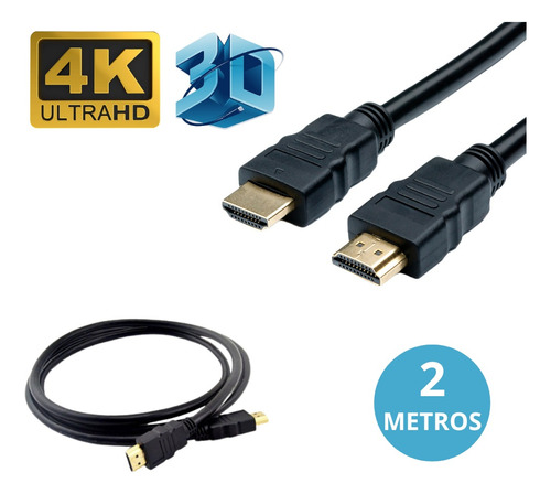 Cabo Hdmi 2m Metros 2.0 Gold 4k Resistente Tv Monitor Pc