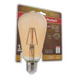 Lâmpada De Filamento Led Retrô 4w St64 Amarela Bivolt Cor Da Luz Branco-quente 110v/220v