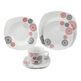 Set De Platos Comedor Porcelana Negro Rojo 20 Piezas Elegant