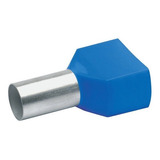 20x Terminal Elétrico Ilhós Tubular Duplo 16mm Azul Conector