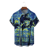 Camisa Hawaiana Unisex Azul Coconut Tree Camisa De Playa Par
