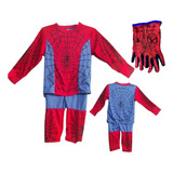 Disfraz De Hombre Araña Con Guantes Spiderman Rojo 