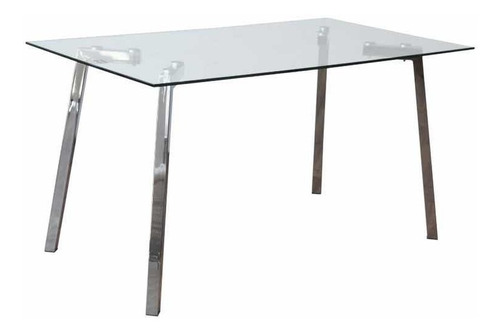 Mesa De Comedor Modelo Mumbai Cromo 140x80cm  Minimalista