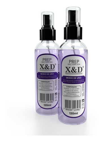 Kit 2 Und Preparador Unha Gel X&d Prep 120ml Antibactericida